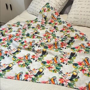 Floral Toucan Print Outdoor Tablecloth